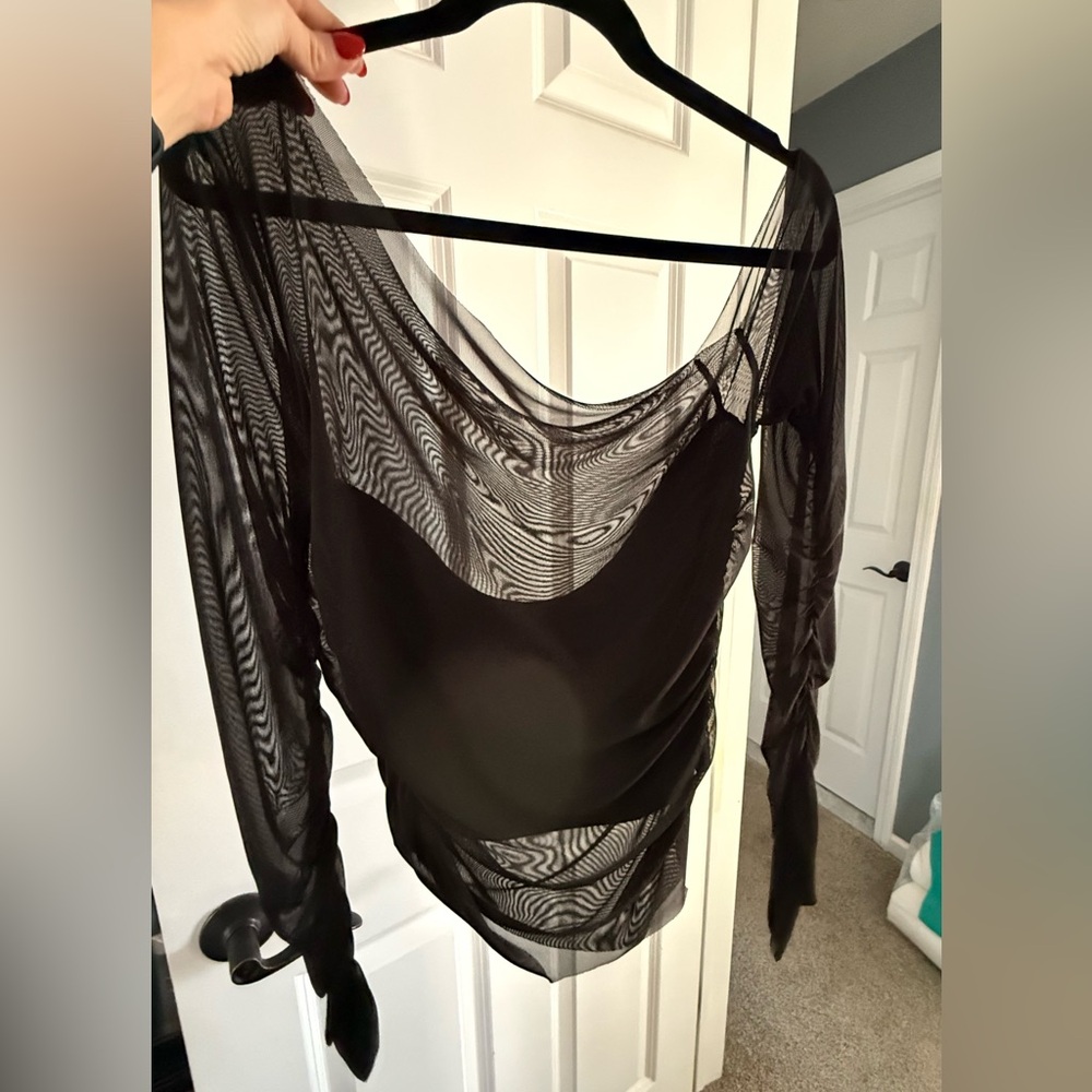Elegant Black Sheer Women's Top